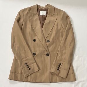 ARITZIA Wilfred Double Breasted Blazer Jacket Size 0 Tan